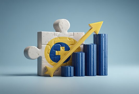 Puzzle piece with a growing graph