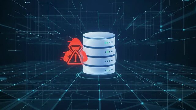 glowing data storage server center processes digital binary code within futuristic virtual cyberspace network environment with interconnected nodes and light trails