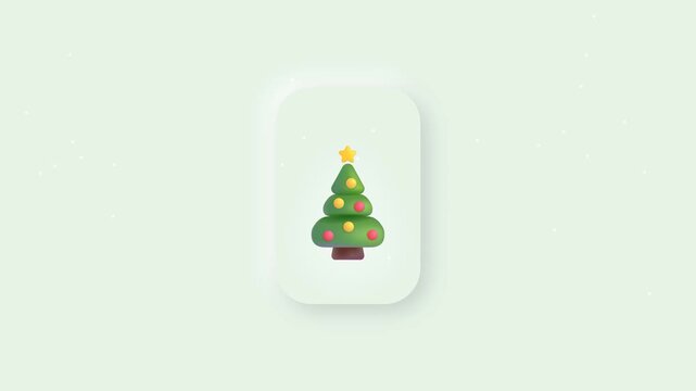 Christmas tree with gentle snowfall on a light background
