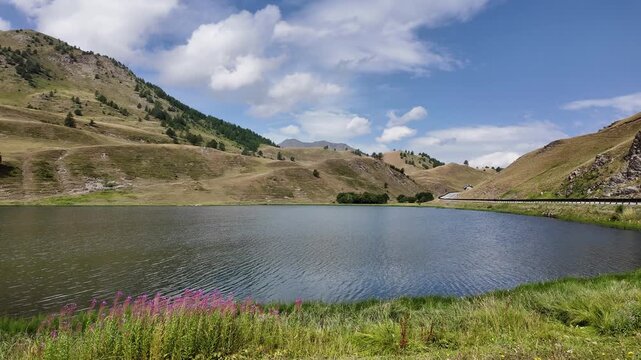 scenic view of the colle della maddalena, col de larche, mountain pass at 1991 meters elevation, connecting valle stura in piedmont, to the french alps. ideal for travel, transportation and nature 