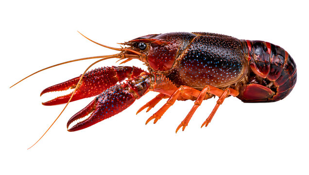 Reddish brown Crayfish with Blue Spots and Long Antennae.