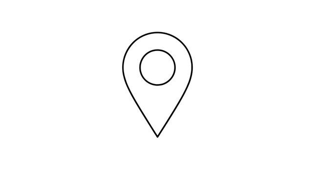 Hand-traced vector illustration of a location map pin marker, black outline, simple design, ideal for navigation, travel, and geographic applications, web design element, icon for maps and location