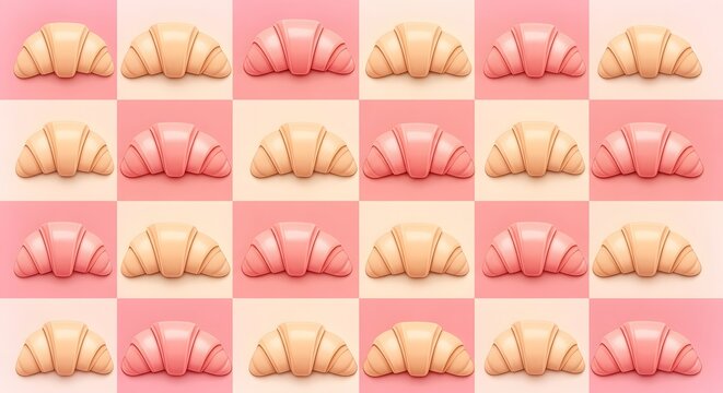 Vibrant Abstract Pastel Croissant Pattern Seamless Tile Background Design