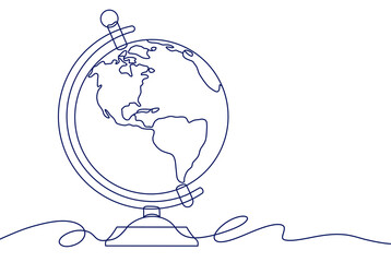 Globe World Map Line Art Illustration for Geography and Education © SasubuArt