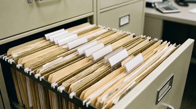 Accounts receivable folder tabbed by customer name &ndash; Accounts Receivable Concept, business documentation concept, no people
