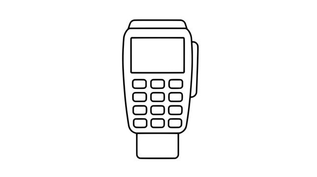 Handheld POS Payment Terminal Device Minimal Line Art Vector Icon Outline Illustration for Finance Commerce Banking Technology Digital Payments - professional high detailed commercial stock imagery
