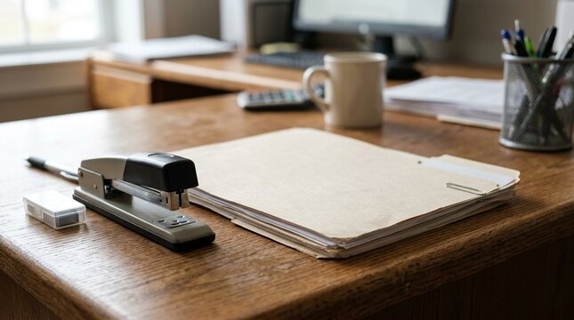 Deduction claim dispute folder beside a stapler &ndash; Dispute Resolution Concept, office paperwork concept for business and finance