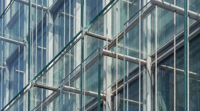 Modern Glass Facade Architecture with Steel Cables