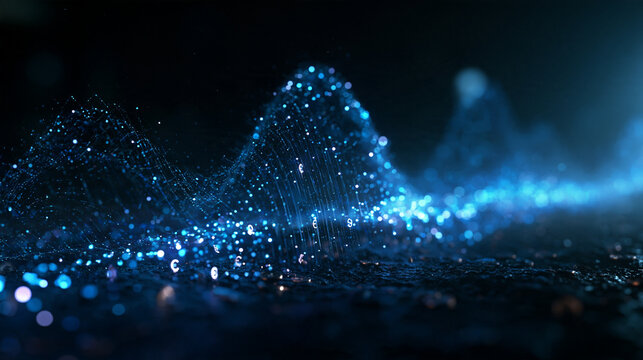 Digital Blue Soundwave with Glowing Particles Abstract Background