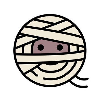 Cute Round Mummy Vector Illustration for Halloween Character Design