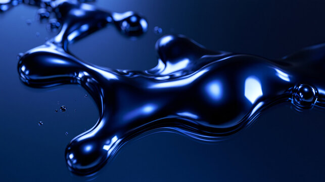 Liquid Metal Splash on Reflective Dark Surface