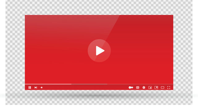 Social media video player screen template, mobile video player. Video player mockup Play button icon