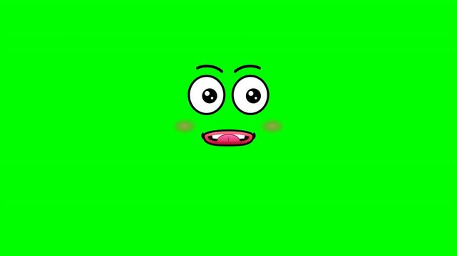 Cartoon Talking Face Green Screen Cute Expression 4k animation