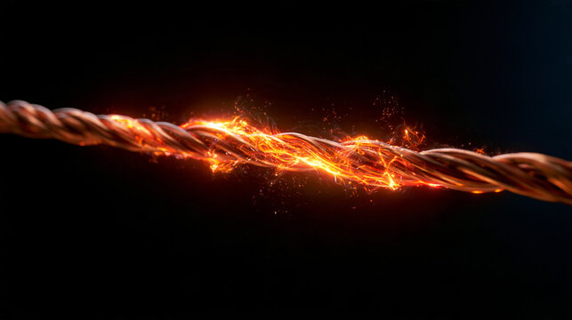 Glowing Wire Burning and Snapping Under Extreme Tension