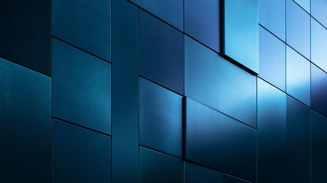 Modern Blue Architectural Facade with Geometric Panels