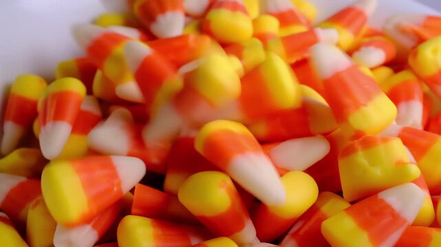 Candy Corn Filling Bowl Halloween Candy Slow Motion Video