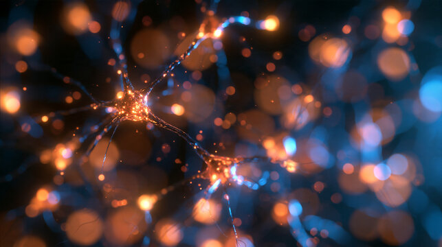 Glowing Neurons Firing Signals in Neural Network