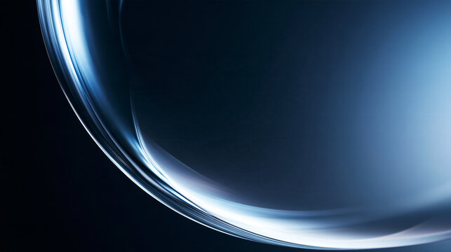 Futuristic Curved Light Waves on Dark Abstract Background