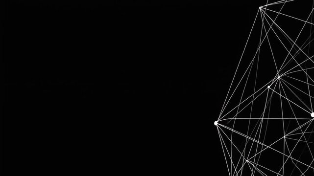 Abstract technology network background with connected white lines and glowing nodes on dark space