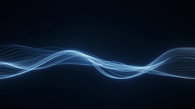 Abstract digital wave of glowing lines background, futuristic technology concept illustration