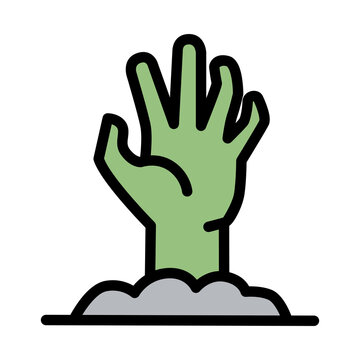 Zombie Hand Rising From Ground Vector Illustration Isolated on White Background