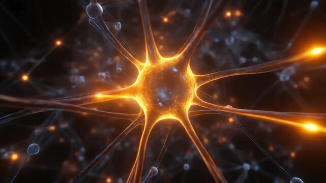 Neural network illustration with glowing neuron connections