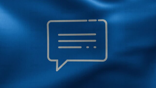 Chat icon on a flag gently rippling in a seamless animation