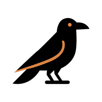 Black Raven Crow Vector Icon Halloween Bird Silhouette Illustration