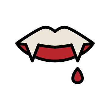 Vampire Fangs Teeth Vector Icon Halloween Blood Drop Illustration