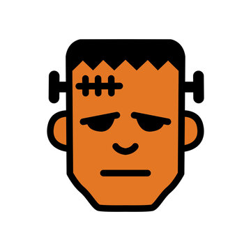 Frankenstein Face Vector Icon Halloween Monster Head Flat Design