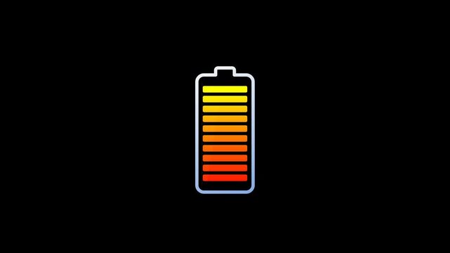Futuristic Glowing Energy Battery Charging Up Animation on Dark Background Loop