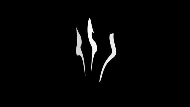 Animated hot steam and smoke lines rising and fading out with a seamless loop motion, representing an isolated aroma, odor waves, or heat effect for food and drinks on a black background