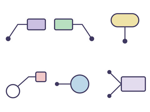 Callout and leader line annotation elements set in pastel colors