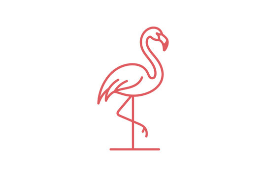 Minimalist Flamingo Outline Vector Illustration