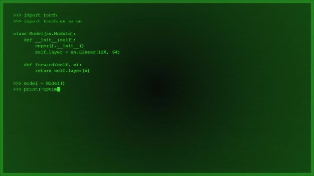 Retro Green CRT Terminal Screen Typing Python AI Machine Learning Code
