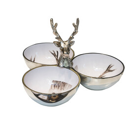 New Years tableware – a triple porcelain bowl with a reindeer figure © mtv2021