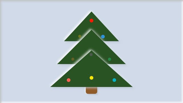 Layered Christmas tree ornament animation on a light background