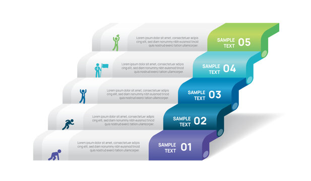 5 Step infographic stair Business Infographic Template for Process Presentation and Strategy, Marketing, and Information.