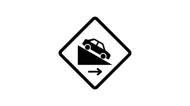 Steep Hill Road Sign Icon