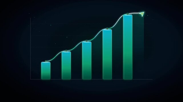 Arrow Up Business Growth Chart Graph diagram up icon, business growth success chart with arrow, business bar sign, profit growing symbol 4k animation
