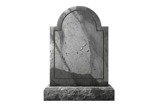 Weathered gray stone tombstone in a clean studio presentation