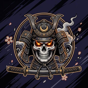 Samurai Katana Skull logo
