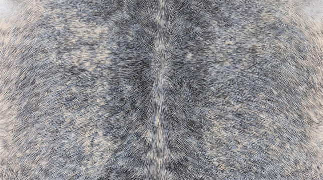 Natural cowhide texture background, grey and white speckled animal fur pattern, rustic leather hide rug surface