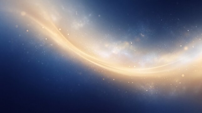 Golden Glowing Light Wave Curved on Dark Blue Background