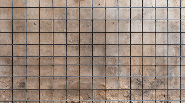 Steel Wire Mesh Grid Over Concrete Wall Texture