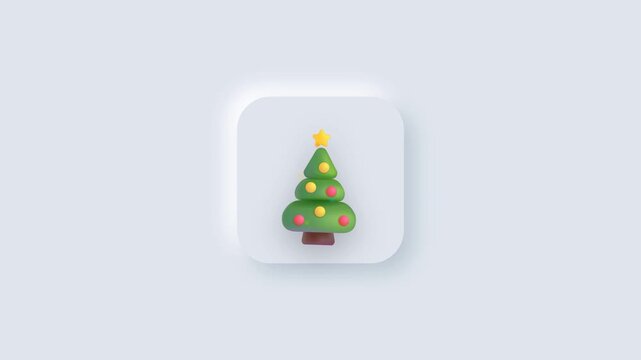 Minimal Christmas tree ornament icon animation