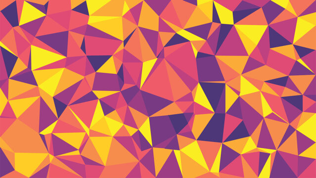 Abstract low poly geometric background, vibrant yellow and purple crystalline texture, modern polygonal mosaic vector pattern for digital design