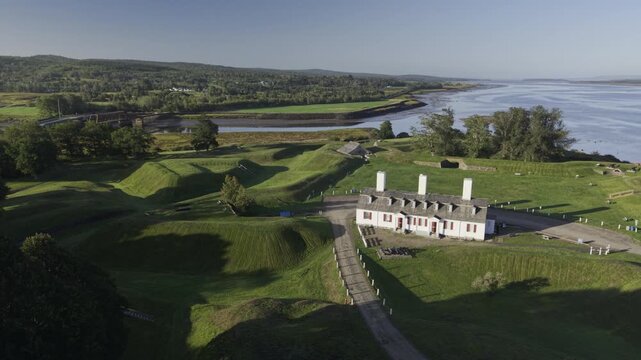 Fort Anne, Parks Canada National Historic Site - British colonial military outpost captured from the French and Mi&rsquo;kmaq Nation. Annapolis Royal, Nova Scotia MAXQUAL PRORES422HQ 4K HLG HDR BT.2020/2100