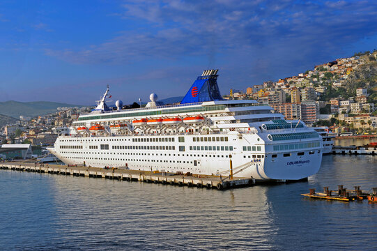 Oceana cruise ship Marina at  Kusadasi Turkey Harbor Aegean Sea Mediterranean