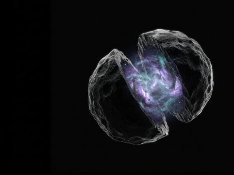 Futuristic sci-fi robotic quadruped exploring lunar planetary surface with Earth reflection, quantum fusion, and deep space cosmos
